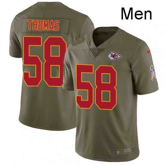 Men Nike Kansas City Chiefs 58 Derrick Thomas Limited Olive 2017 Salute to Service NFL Jersey
